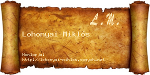 Lohonyai Miklós névjegykártya